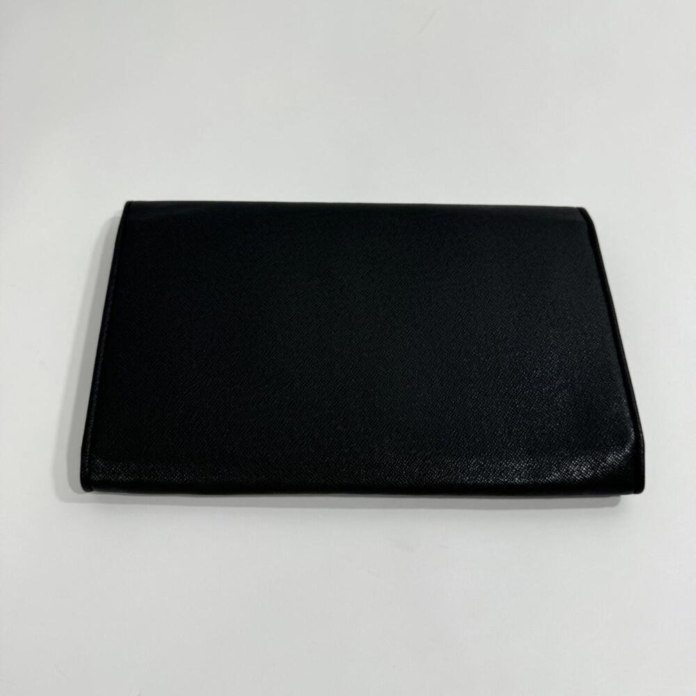 Minicci Solid Black Faux Leather Large Rectangle Envelope Wallet Clutch New - Picture 6 of 11